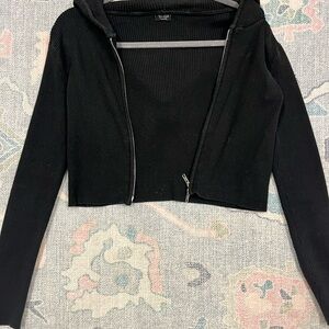 Brandy Melville/John Galt Black Zip-Up Hoodie